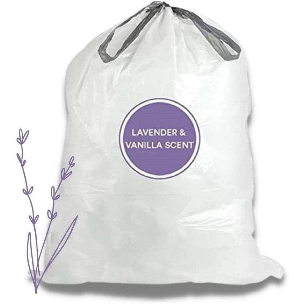 Plasticplace 4 Gal. 17 in. x 16 in. 0.7 mil White Lavender and Soft Vanilla Scented Garbage Can Liners Trash Bags (200-Count) W4DSWHLV