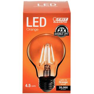 Feit Electric 25-Watt Equivalent A19 Medium E26 Base Dimmable Filament Orange Colored LED Clear Glass Light Bulb (6-Pack) A19TOLED6