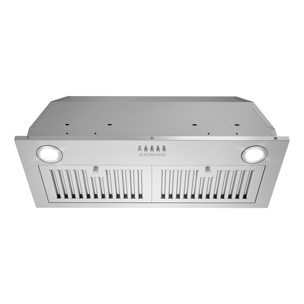 Cosmo 30 in. Insert Range Hood with Push Button Controls  3 Speed Fan  LED Lights and Permanent Filters in Stainless Steel