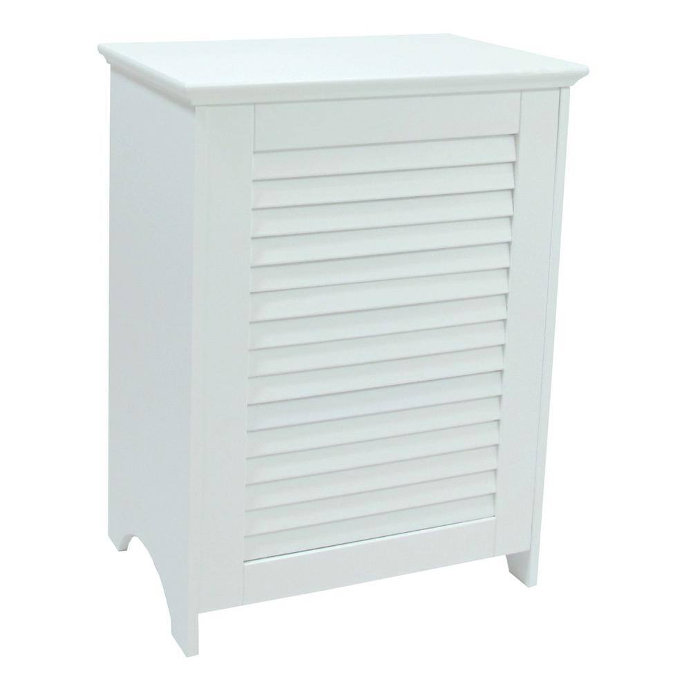 Redmon Contemporary Country Laundry Hamper with Indoor Louvered Front Panel 5208WH