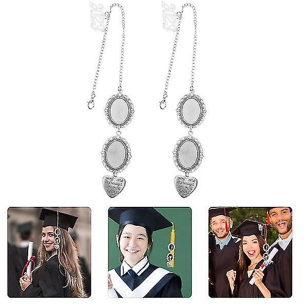 2pcs Graduate Memorial Photo Charm Memorial Charm Ceremony Charms Graduation Cap Photo Pendant