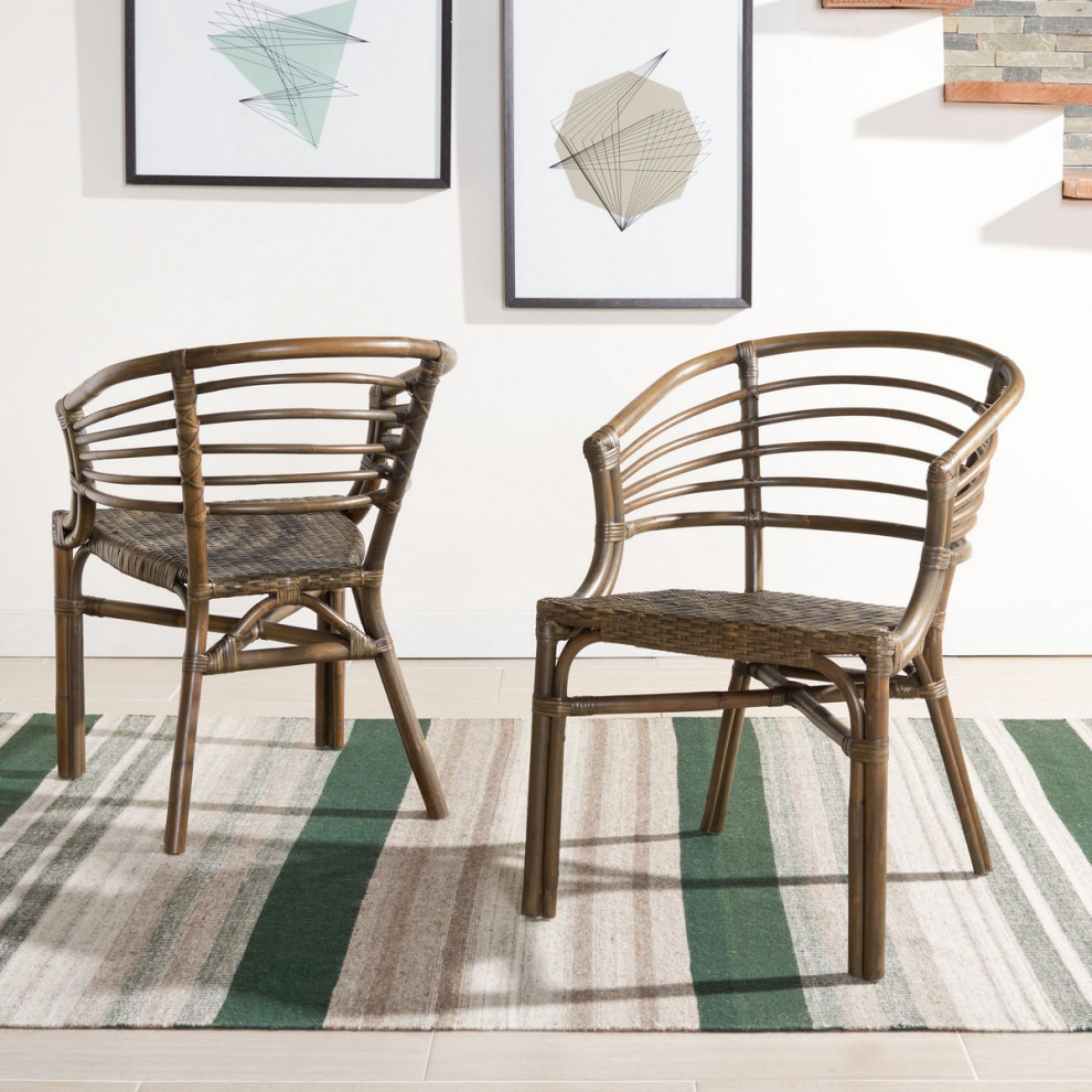 Utopia Rattan Dining Chair  Set of 2  Walnut   Tropical   Dining Chairs   by Rustic Home Furniture Deco  Houzz