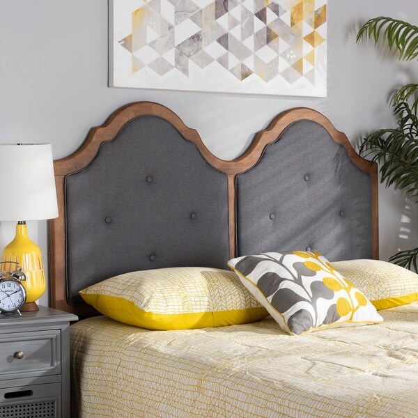 Falk Vintage Classic Fabric and Wood Arched Headboard in Grey - - 34237144