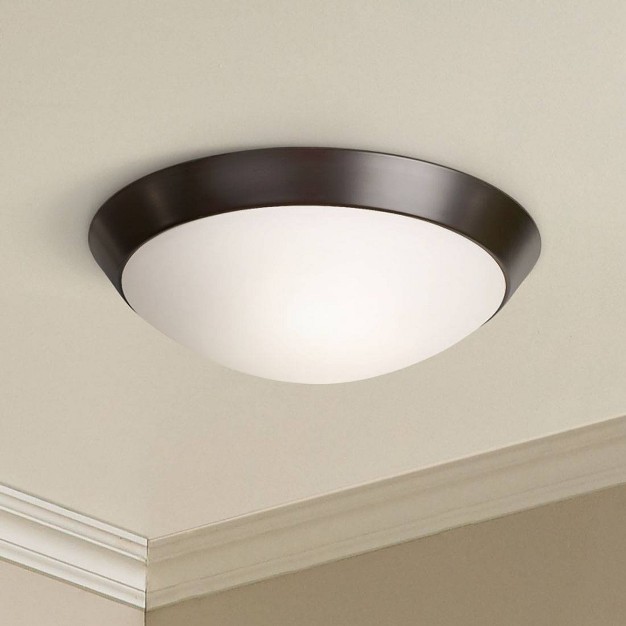 Wide Oil Rubbed Bronze 2 light Frosted Glass Dome Shade For Bedroom Kitchen Hallway