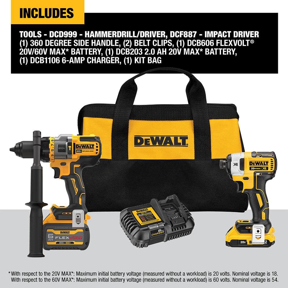 DEWALT 20V MAX* 2 Tool Kit Including Hammer Drill/Driver with FLEXV Advantage DCK2100D1T1 from DEWALT