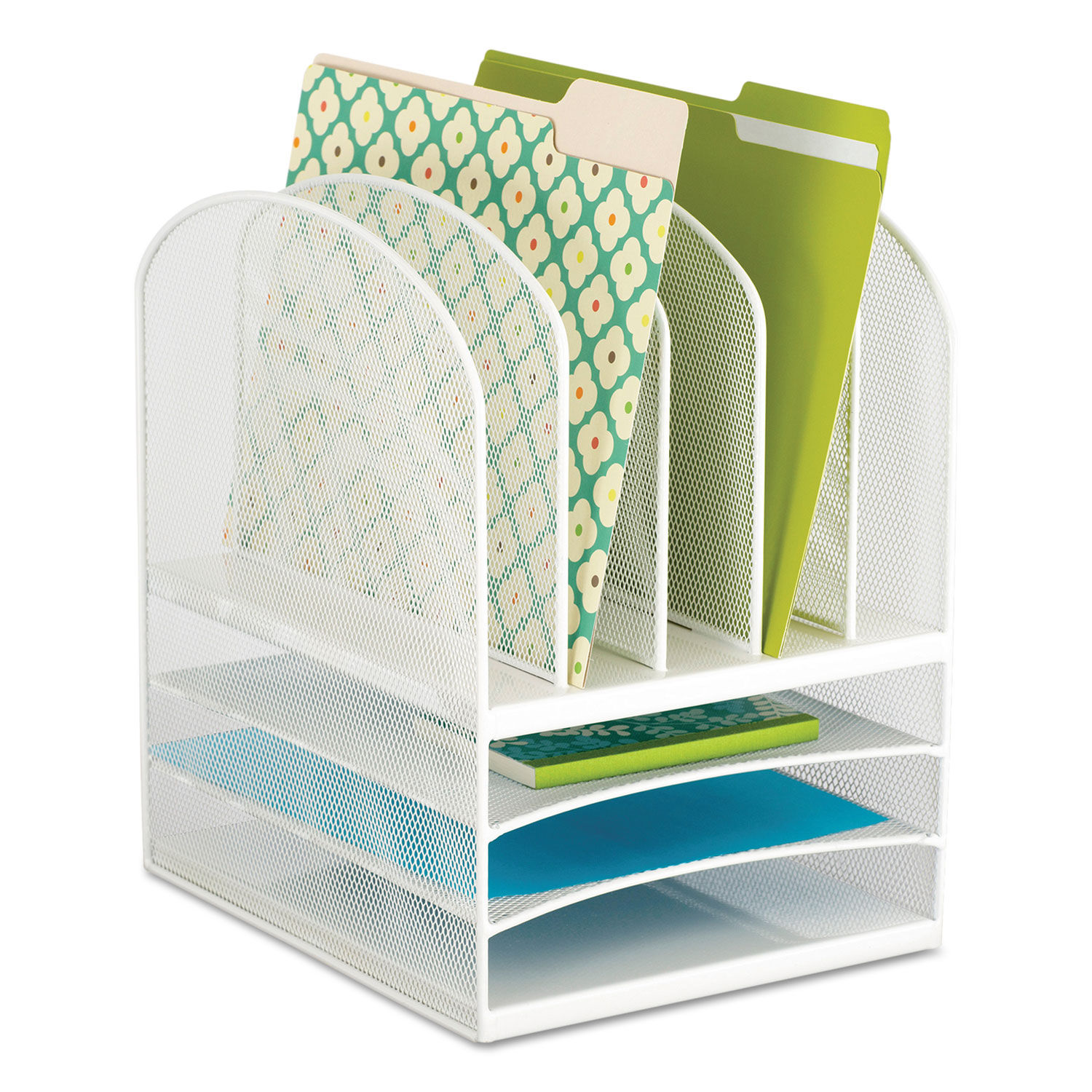 Onyx Mesh Desk Organizer with Five Vertical and Three Horizontal Sections by Safcoandreg; SAF3266WH