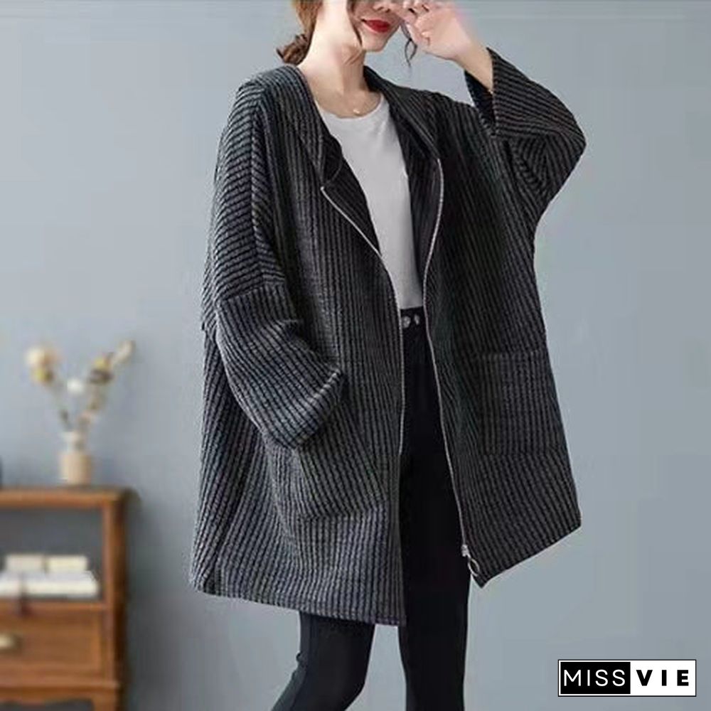 New black coats Loose fitting hooded women outwear thick