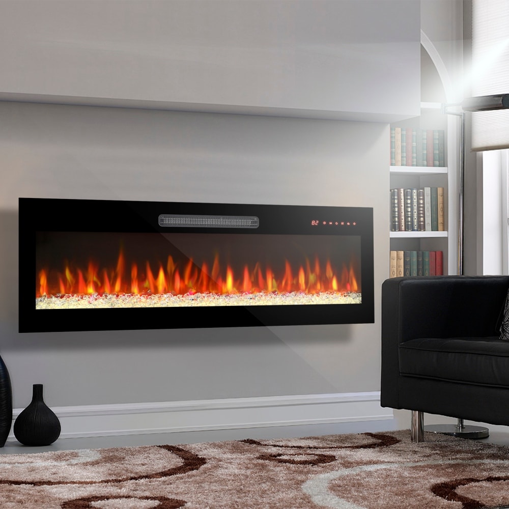 36 60in. Black Recessed Wall Mounted Electric Fireplace by Real Flame