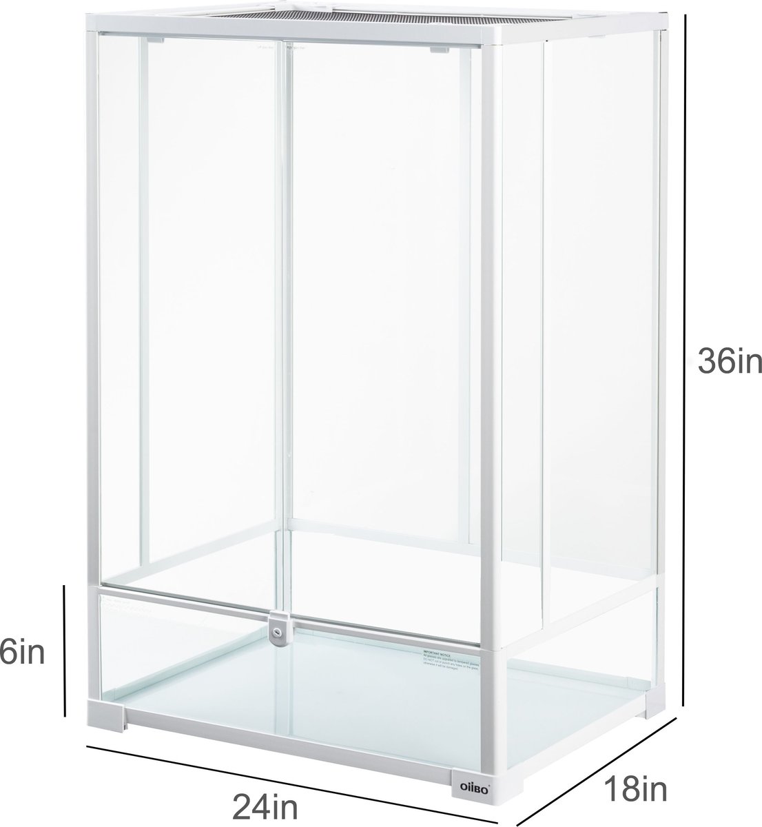 OiiBO 2-in-1 Glass Screen and Mesh Ventilation Double Hinge Door Reptile Terrarium， Large， 55-gal