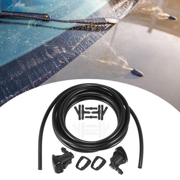 Unique Bargains Front Windshield Washer Hose Kit Fit For Dodge Nitro With Washer Fluid Hose 3 Meter Black Pack Of 15 With 12 Pcs Hose Connectors