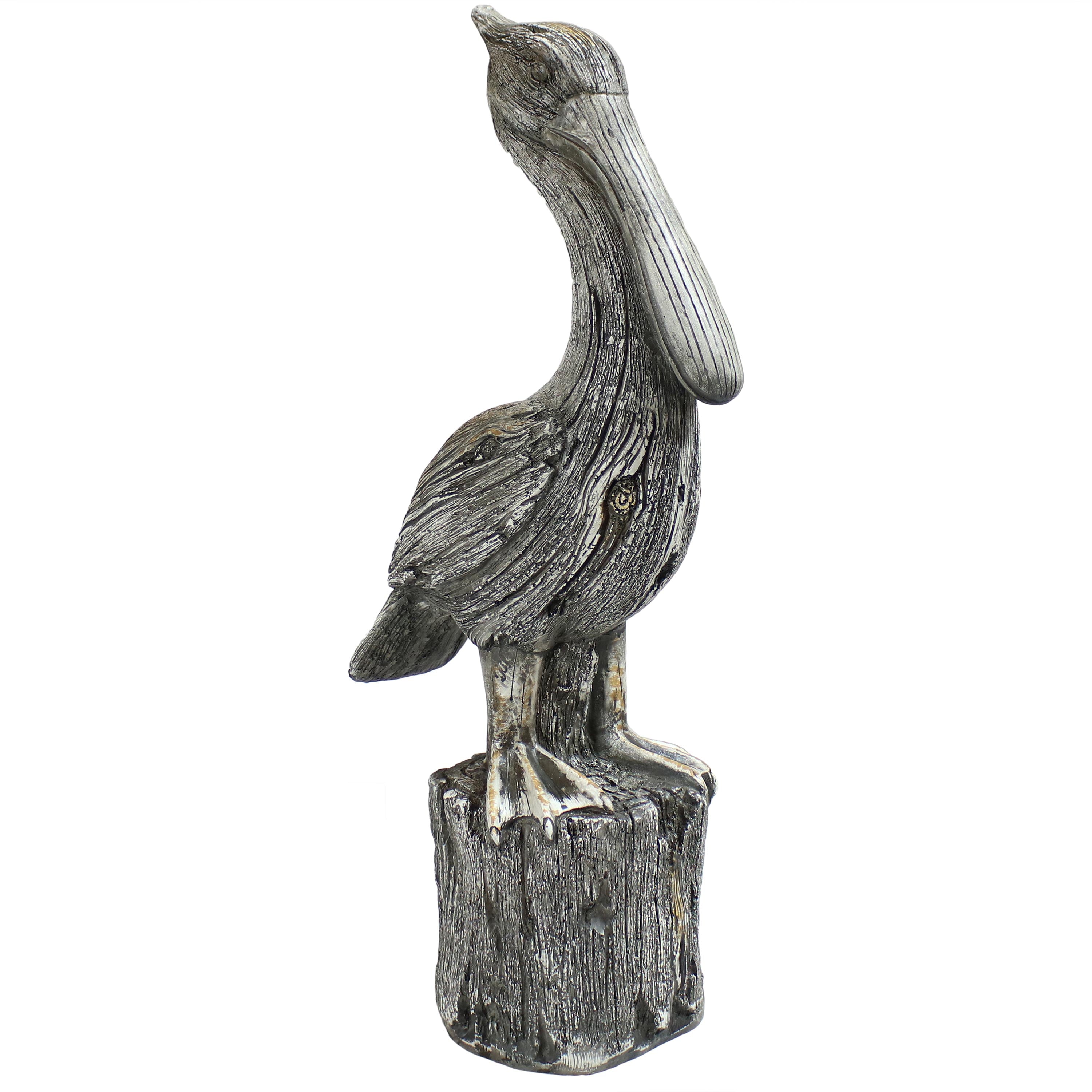 Sunnydaze Outdoor Polystone Nautical Pelican's Perch Garden Patio Lawn Landscape Statue - 22" - Gray