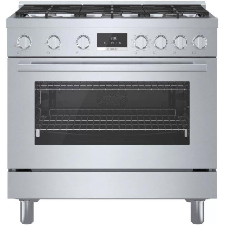 Bosch 36-inch Freestanding Dual Fuel Range with European Convection Technology HDS8655C