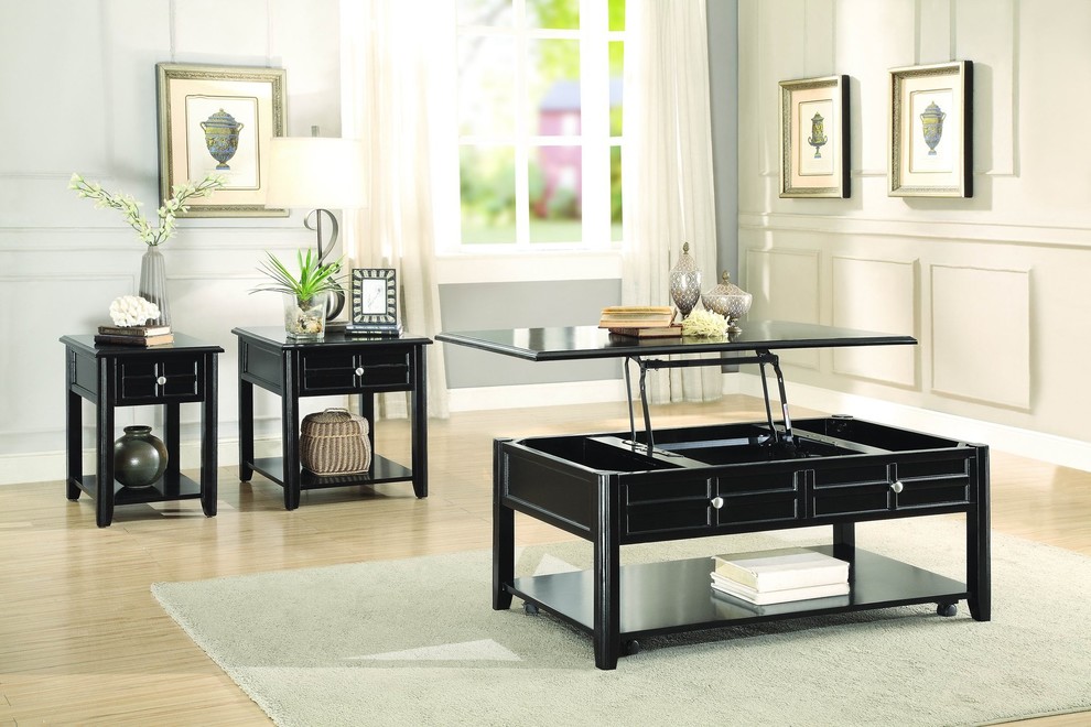 3 Piece Calbeck Lift Top Cocktail Table  2 End Table  Chair Table Dark Espresso   Transitional   Coffee Table Sets   by AMOC  Houzz