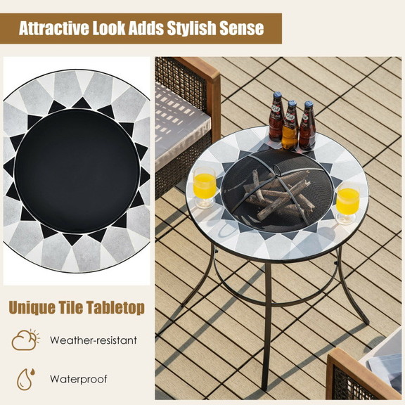 Costway 17436890 23.5 Inches Round Fire Pit Table ...