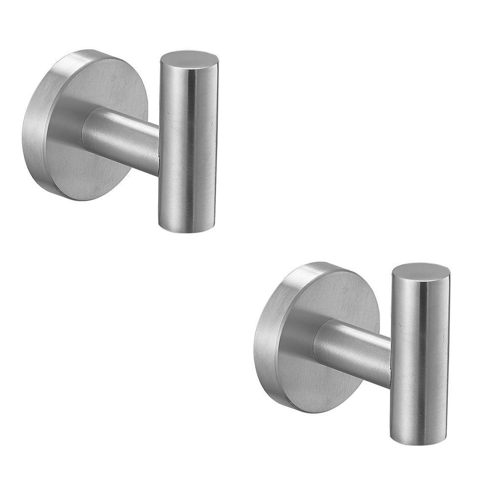 BWE Round Bathroom Robe Hook and Towel Hook in Brushed Nickel (2-Pack) A-91004-N-1