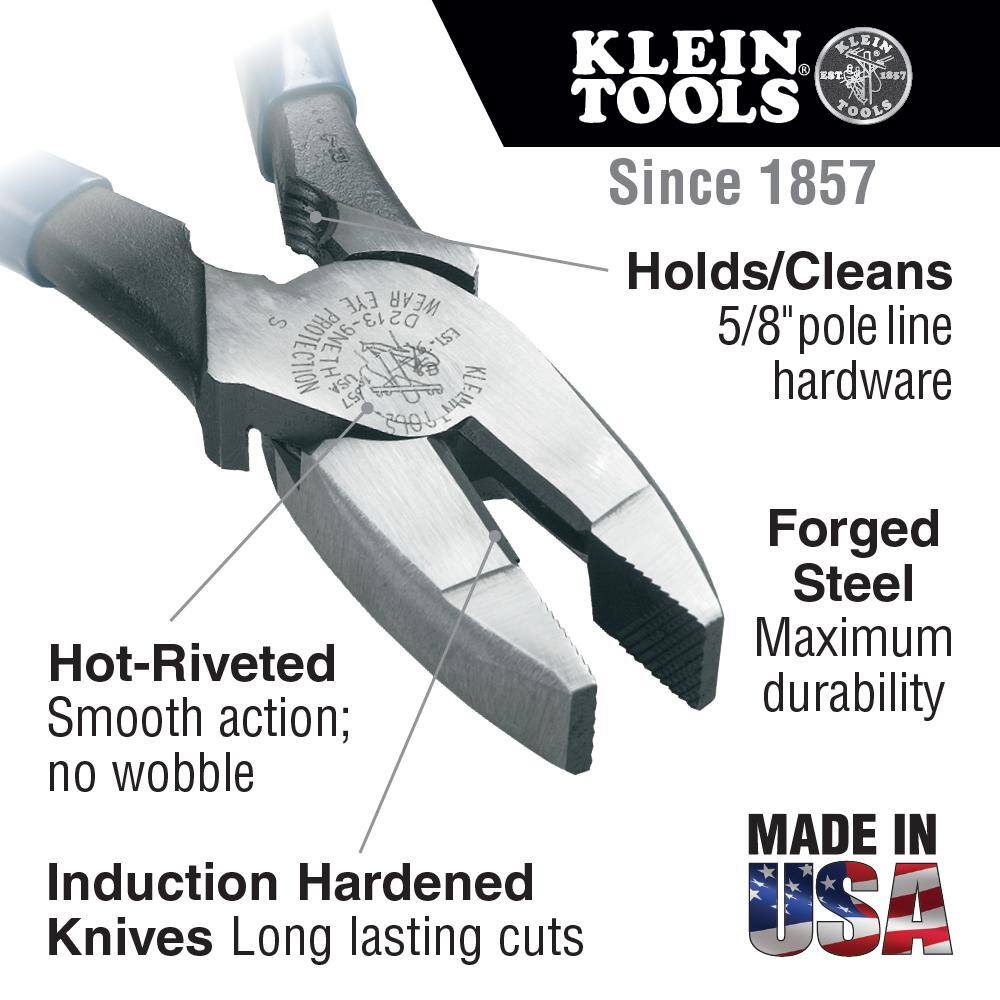 Klein Tools 9 in. Lineman's Bolt-Thread Holding Pliers D213-9NETH