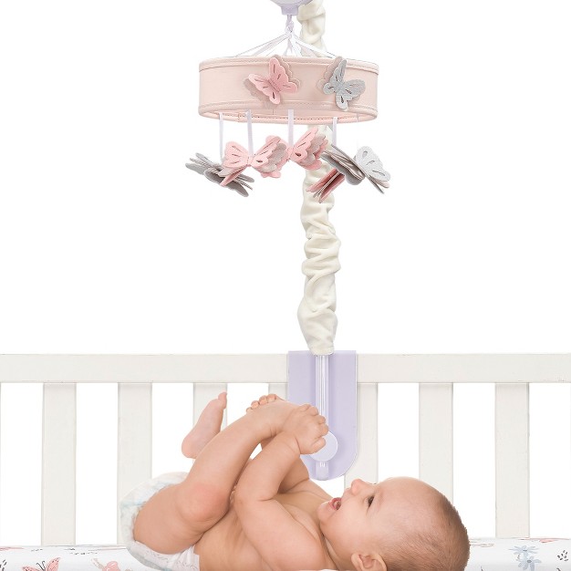 Lambs amp Ivy Baby Blooms Pink Butterfly Musical Baby Crib Mobile Soother Toy