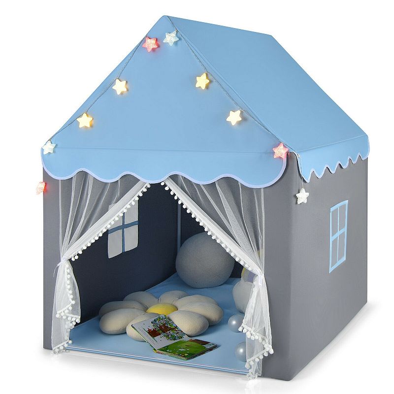 Kids Playhouse Tent with Star Lights and Mat