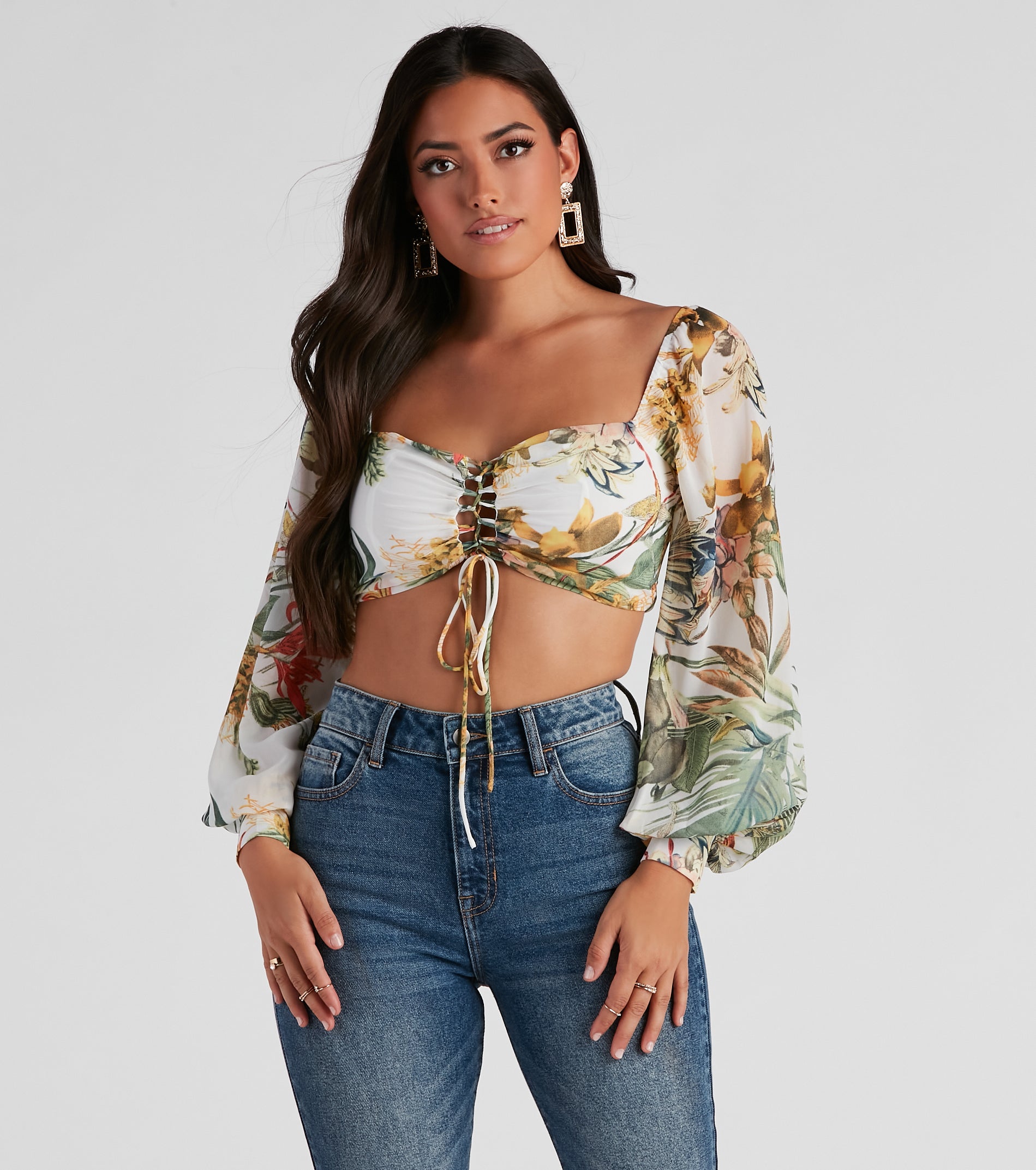 Tropical Babe Chiffon Crop Top