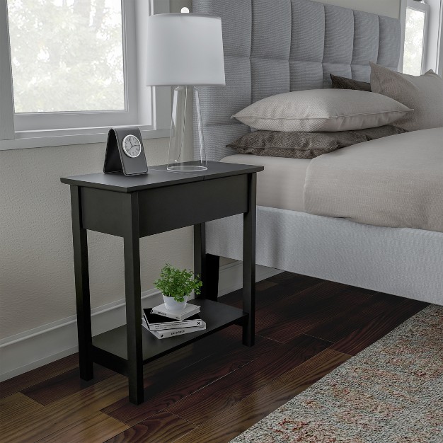 Hasting Home Narrow End Table With Storage Compartment And Shelf