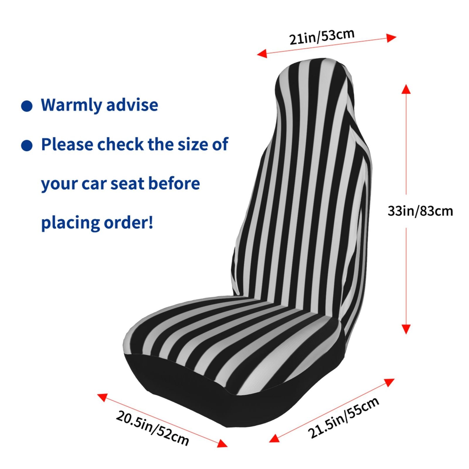 TEQUAN Front Seat Covers， Black Lattice Stripes Pattern 2 Piece Car Seat Cover Fit Most Car SUV Truck Van