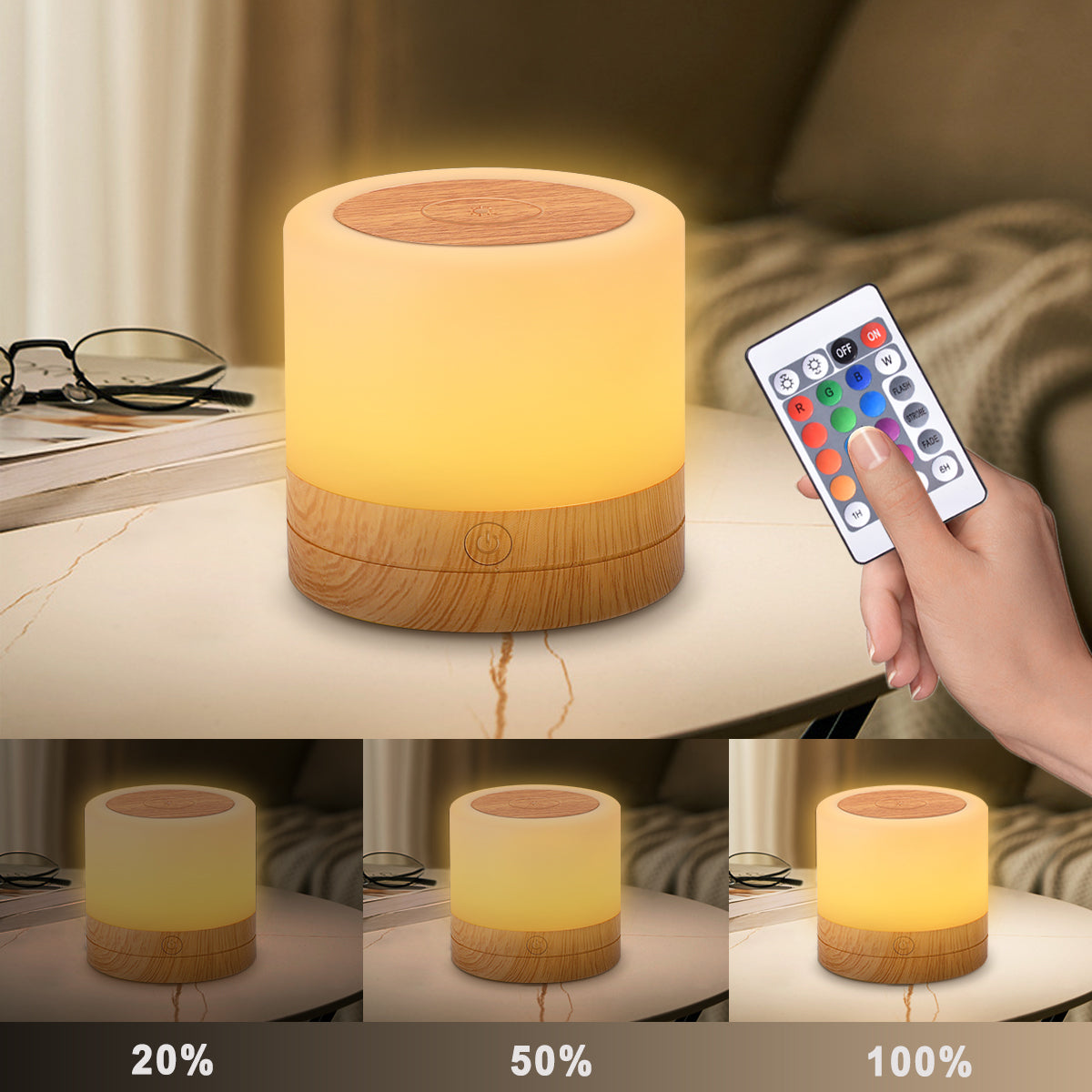 LETOUR Touch Sensor Lamp with Warm White Light and Timer RGB Colour Changing Night Light for Bedroom, Living Room and Office