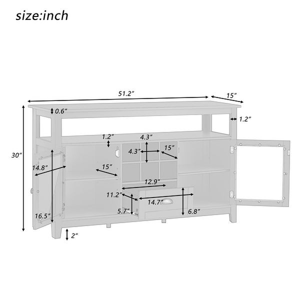 Modern Console Table with 2 Doors and 6 Small Storage Grid