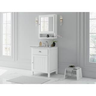 Home Decorators Collection Ridgemore 28 in. W x 22 in. D x 35 in. H Vanity in White with Granite Vanity Top in Grey with White Sink MD-V1762