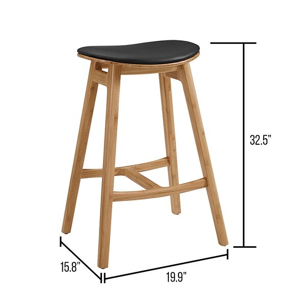 Skol Bar Height Stool With Leather Seat， Caramelized， (Set of 2)