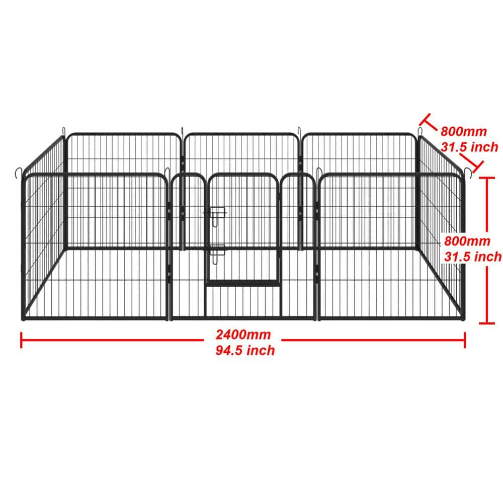 Amucolo 8-Panels Black Large Indoor Metal Folded Puppy Dog Run Fence/Iron Pet Dog Playpen JUW-CYW2-8333