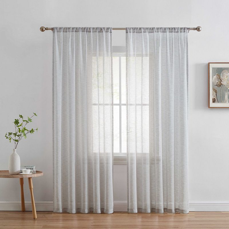 THD Zoey Faux Linen Textured Semi Sheer Privacy Sun Light Filtering Window Floor Length Rod Pocket Thick Curtains Drapery Panels Master Bedroom and Living Room， 2 Panels