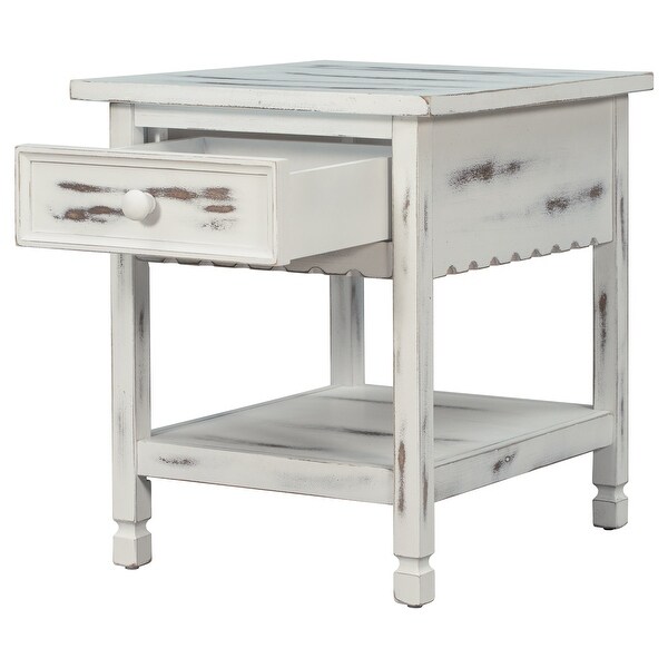 Classical BlackandWhite End Table with Open Styled Shelf