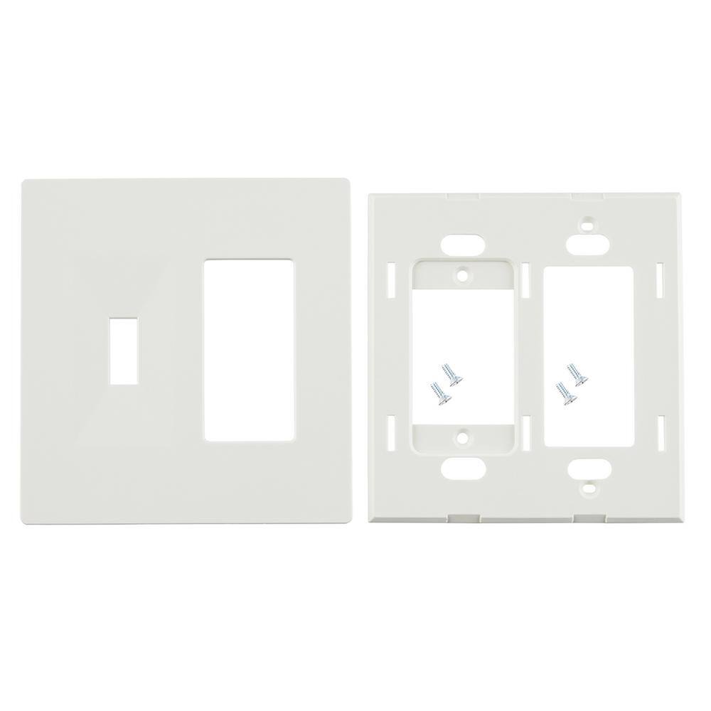 Hampton Bay Maple Hill 2-Gang 1-Toggle 1-DecoratorRocker Wall Plate - White 805484