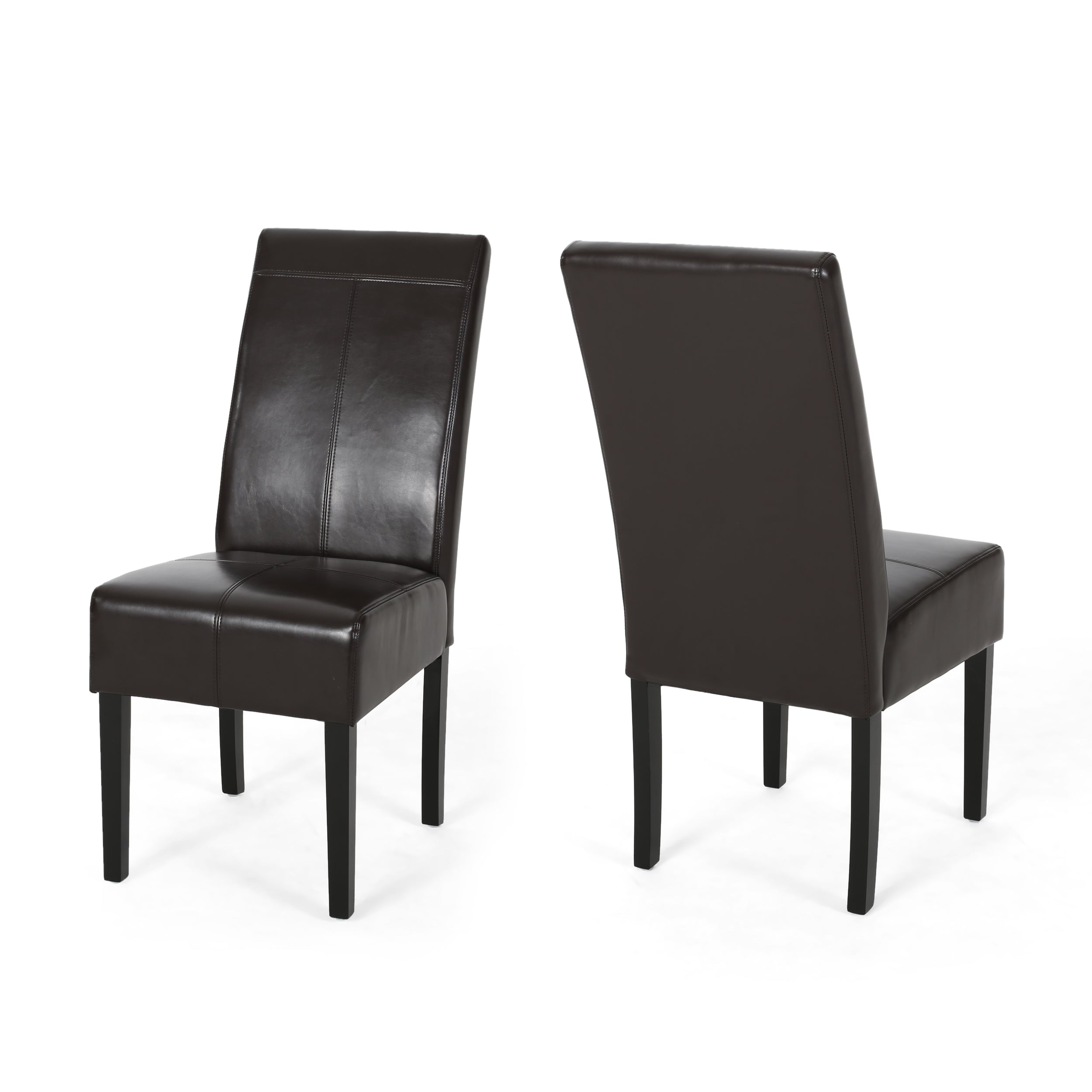 Percival T-Stitch Bonded Leather Dining Chairs (Set of 2)