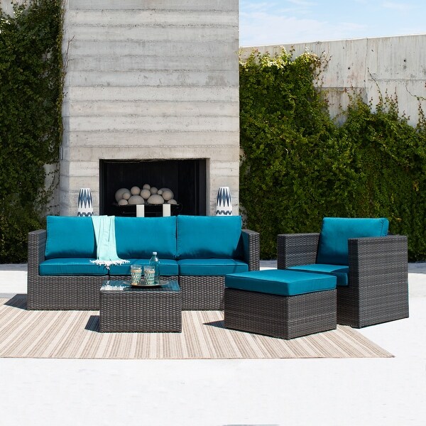 Corvus Trey Outdoor 6piece Aluminum Resin Wicker Sofa Set