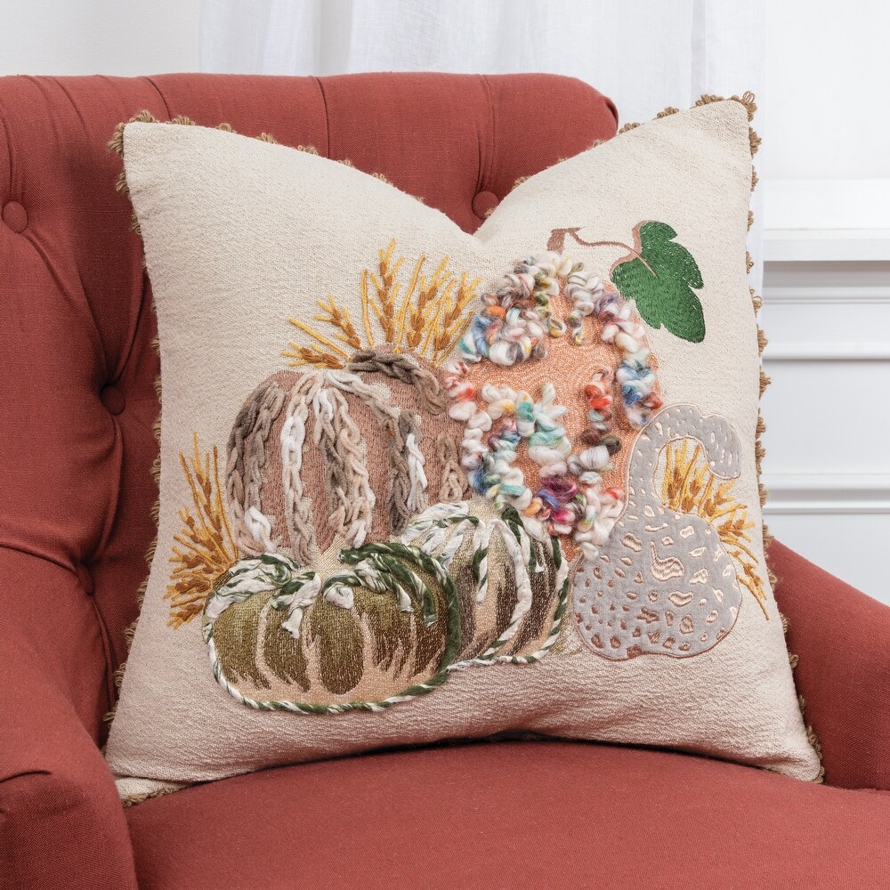 Rizzy Home Harvest Gourds Throw Pillow Cover