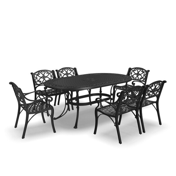 Sanibel Black Aluminum 7 Piece Outdoor Dining Set