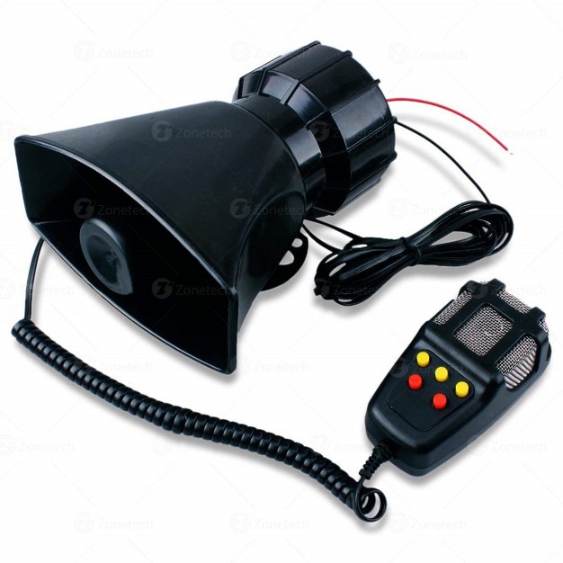 Zone Tech 5 Tone Sound Car Siren Vehicle Horn With Mic Pa Speaker System Emergency Sound Amplifier 60w Emergency Sounds Electric Horn