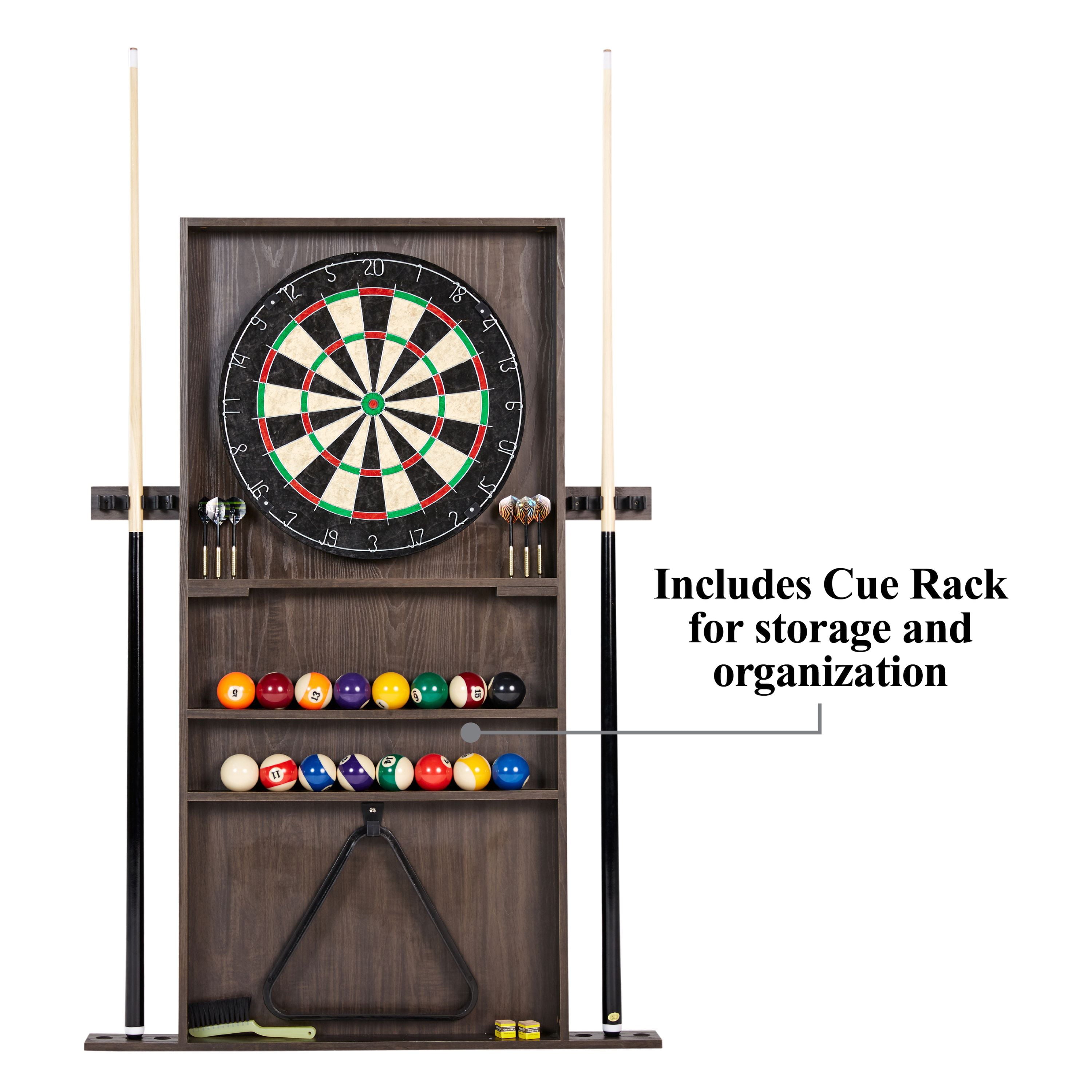 Barrington Billiards 90" Ball and Claw Leg Pool Table with Cue Rack, Dartboard Set, Tan