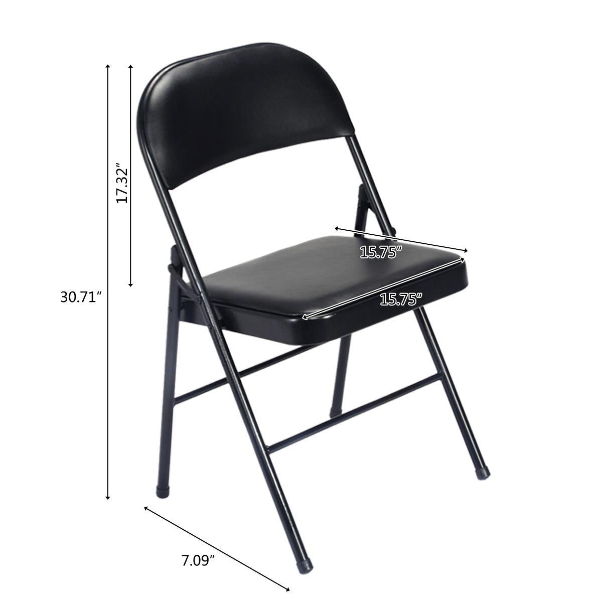 Zimtown Folding Chair (8 PACK) PVC Padded Seat Metal Frame Home Office Black