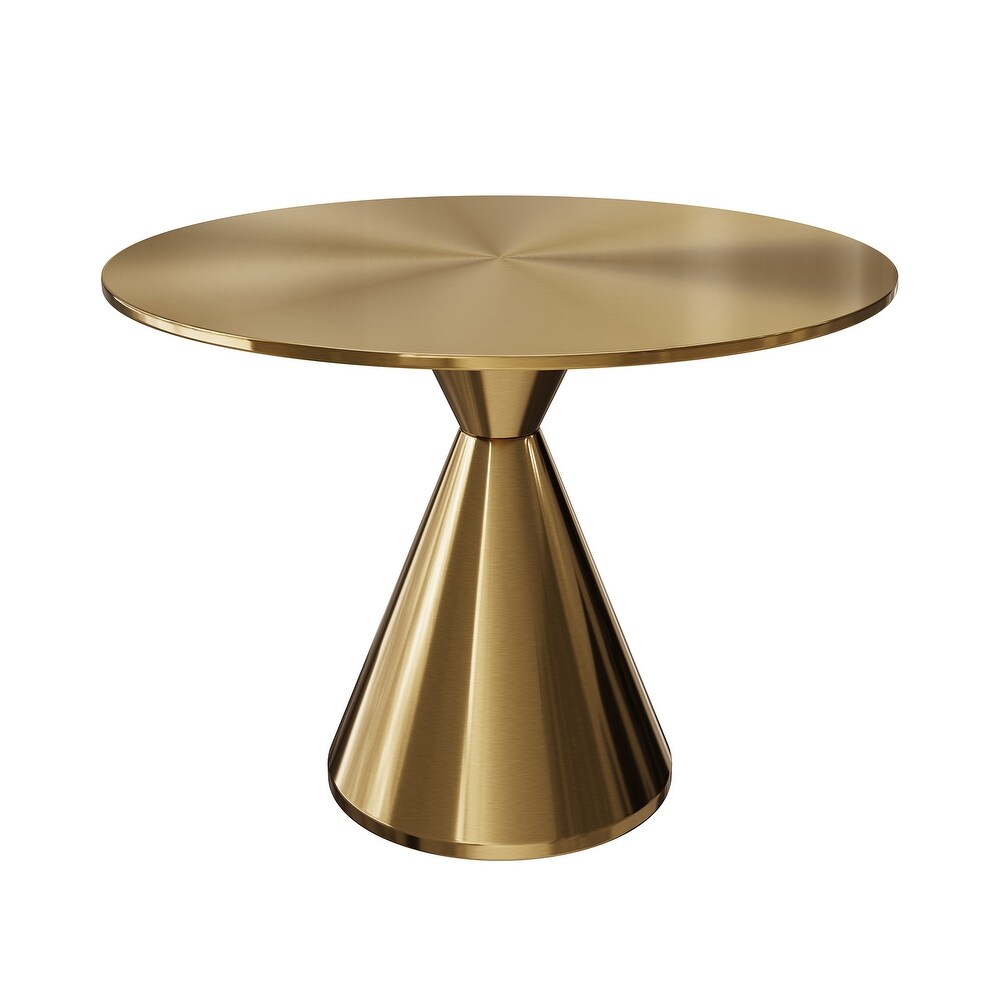 Clihome Modern Round Stainless Steel Golden Dining Table