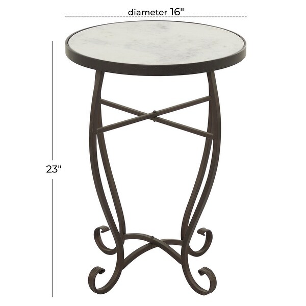 Cream Metal Traditional Accent Table 23 x 16 x 16