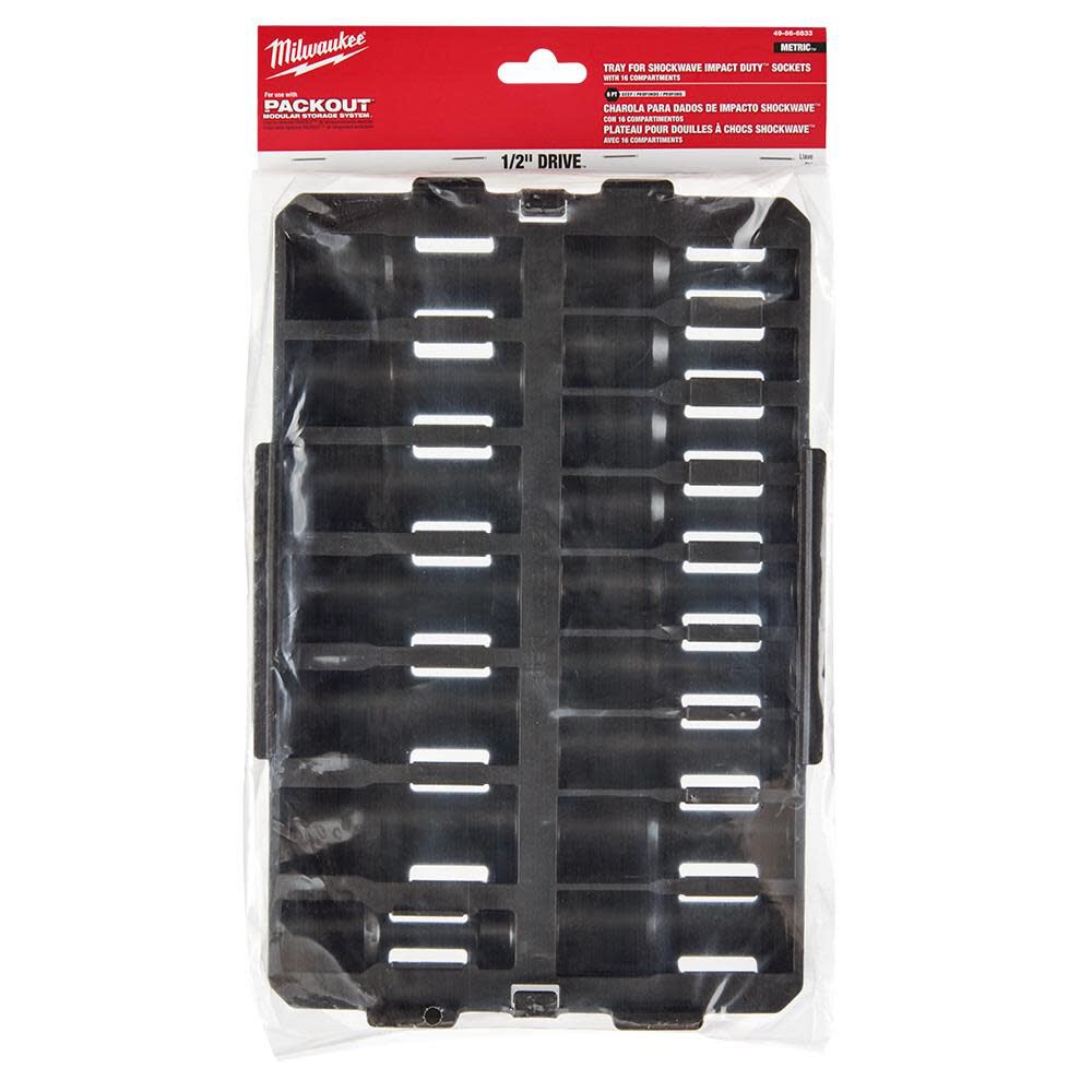 Milwaukee SHOCKWAVE Impact Duty Socket 1/2 Dr 16pc Tray Only 49-66-6833 from Milwaukee