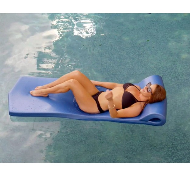 Thick Vinyl Coated Foam Pool Lounger Swim Float Mat With Roll Pillow For Head And Neck Support