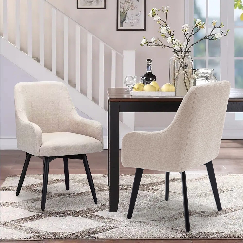 Swivel Dining Chairs Set of 2 Upholstered Accent Chairs Living Room Chairs Desk Office Arm Chair