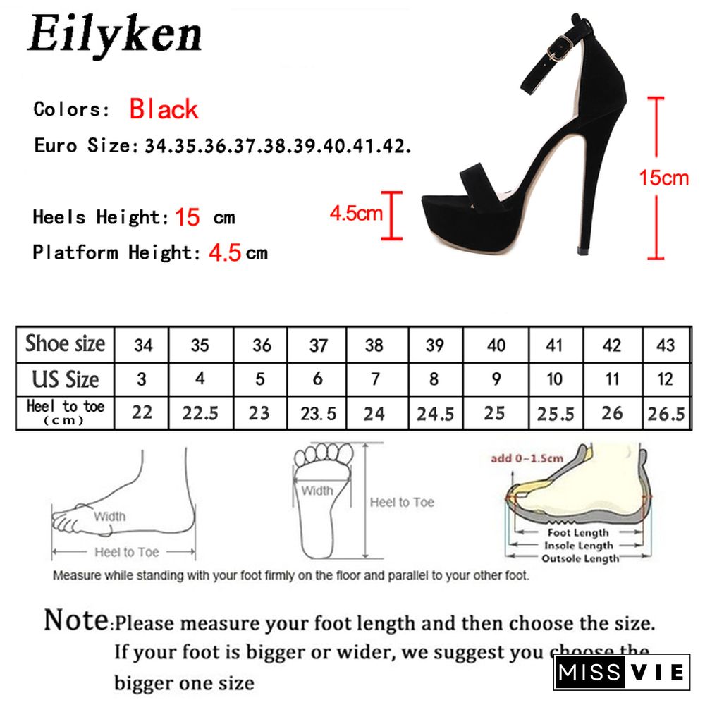 Eilyken Summer Platform Gladiator Buckle Strap Women Sandals Thin High Heels Club Party Shoes Ladies Sandalias De Mujer