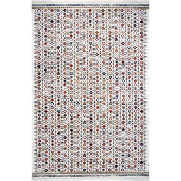 Nuloom Posie Geometric Stripe Fringe Area Rug