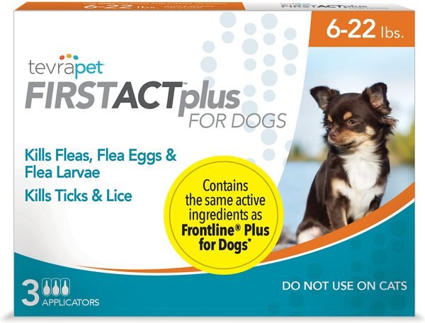 TevraPet FirstAct Plus Flea and Tick Spot Treatment for Dogs， 6 - 22 lbs