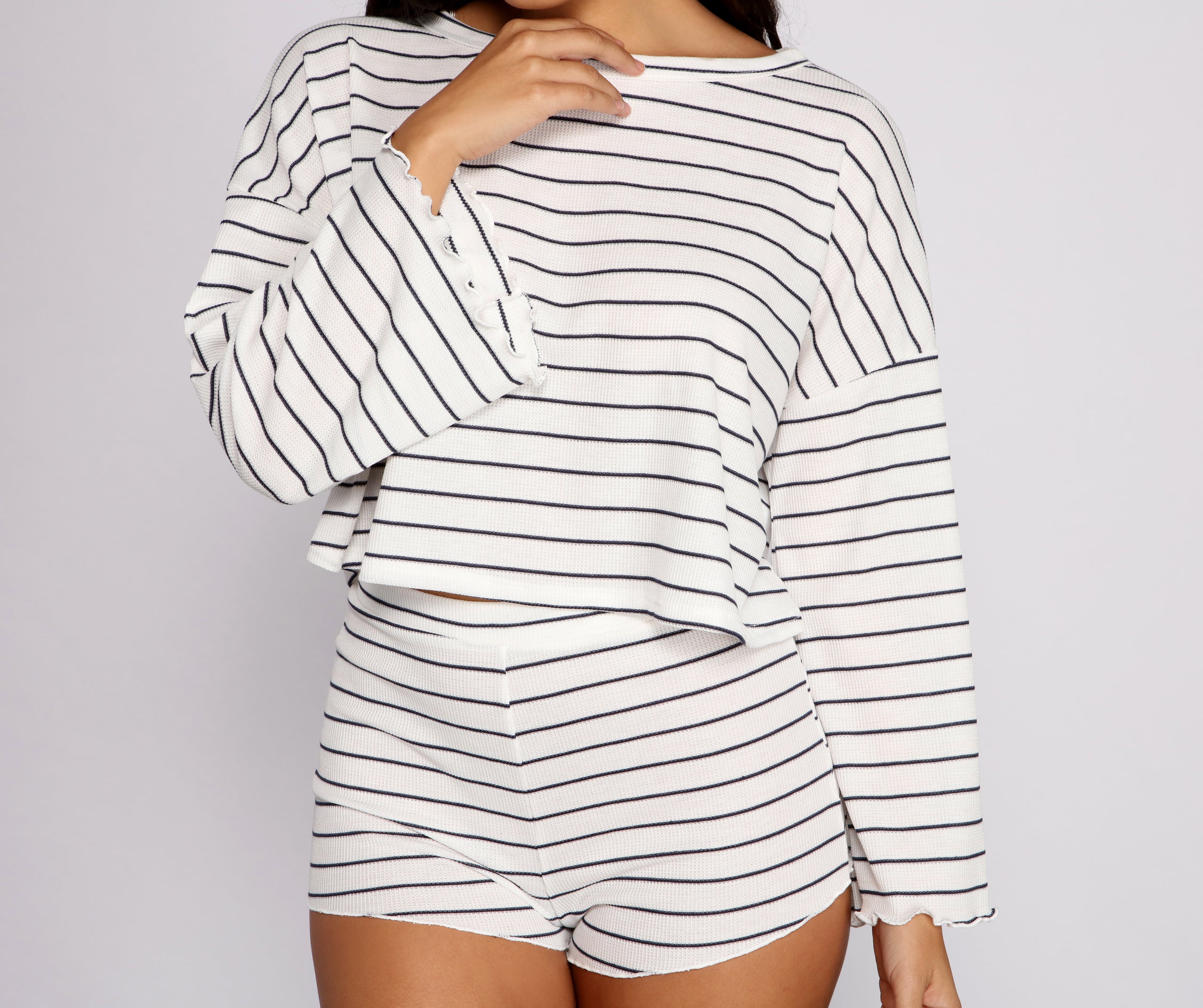 Long Sleeve Stripped Pajama Top