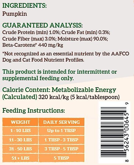 Nature's Logic Pumpkin Purée Dog and Cat Food Supplement